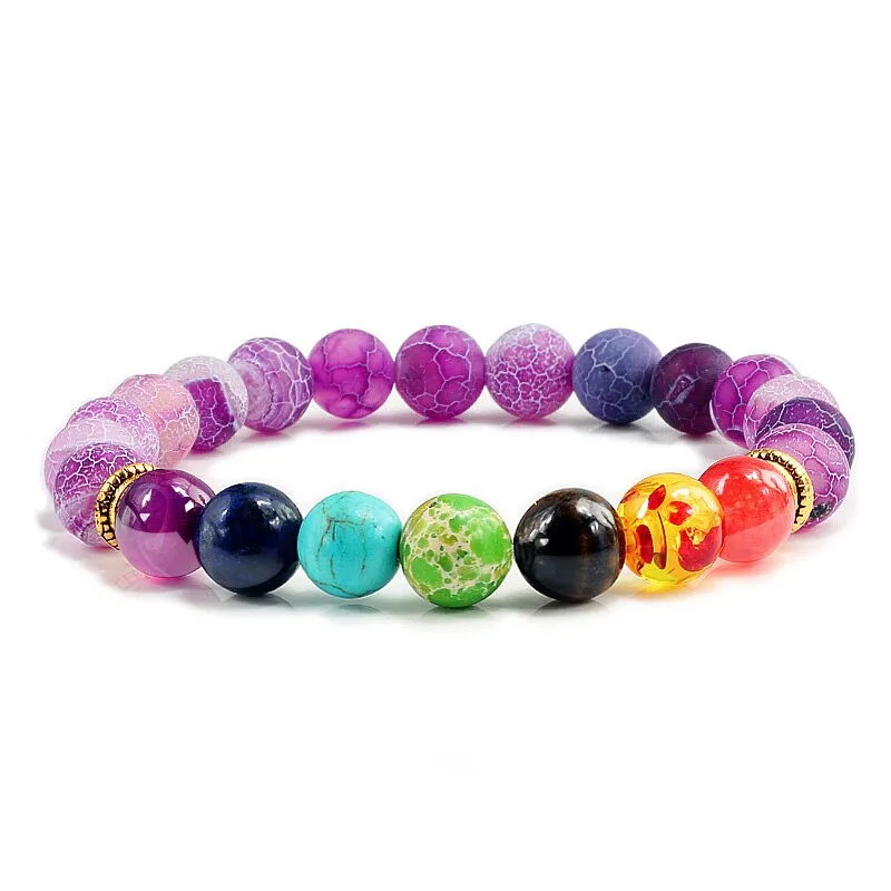 7 Chakra Natural Stone 8mm Beads Bracelet Men