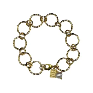 801-ROUND-G | HAMMERED GOLD ROUND CHAIN BRACELET