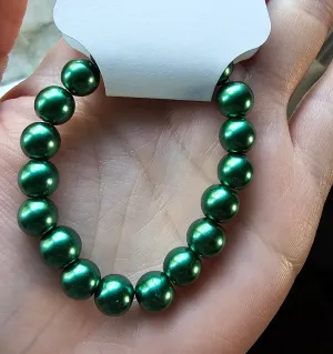 8mm Green Glass Pearls