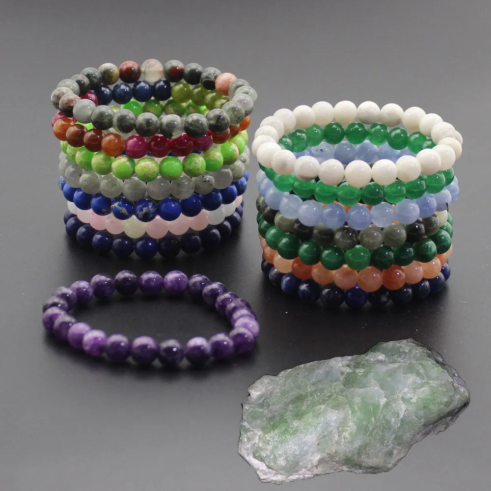 8mm Natural Stone Quartz Bracelets Healing Energy