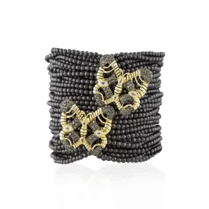 925 Silver Double-Butterfly Zinta Bracelet with Hematite & Sapphire
