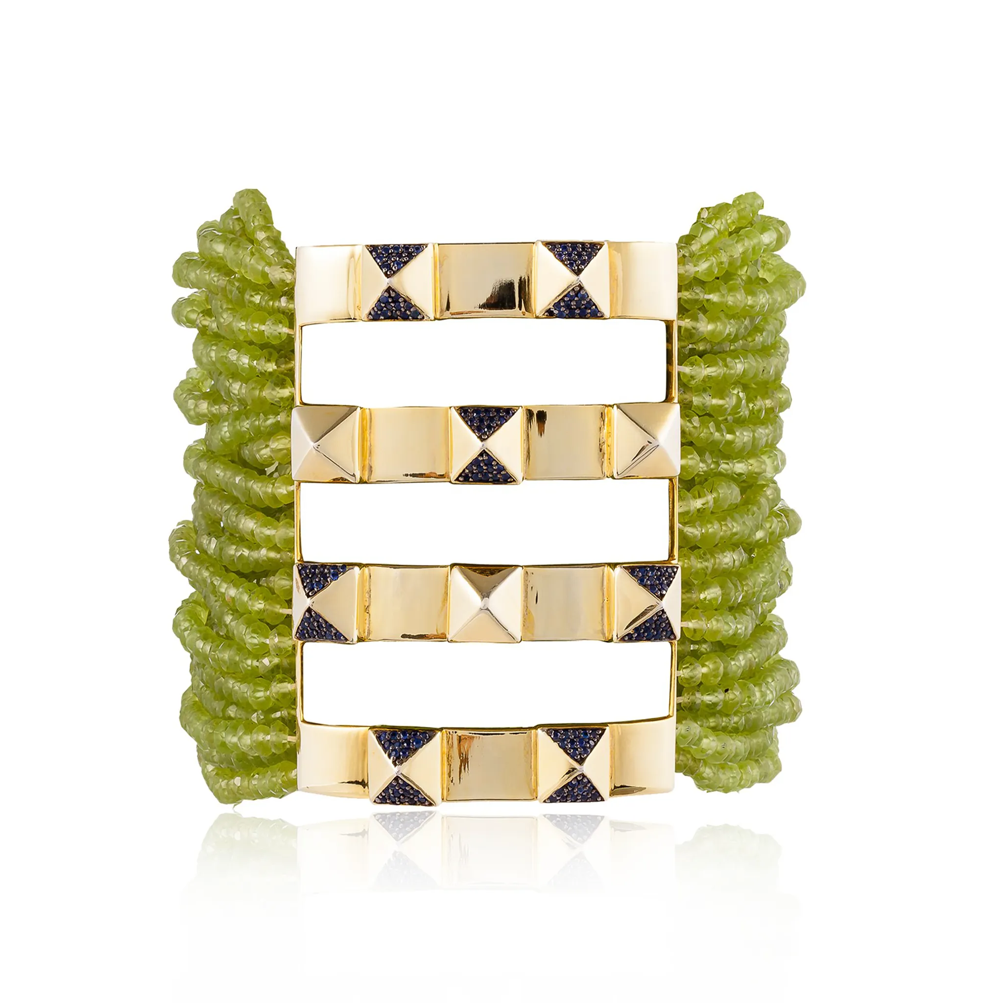 925 Silver Stud Zinta Bracelet with Peridot & Blue Sapphire