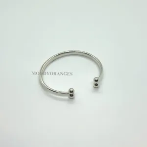 925 Silver - Thin Silver Double Balls Bangle