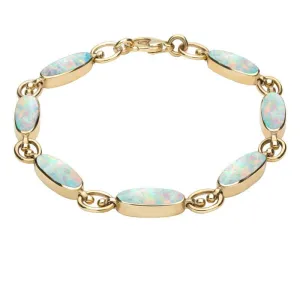 9ct Yellow Gold Opal Long Oval Bracelet