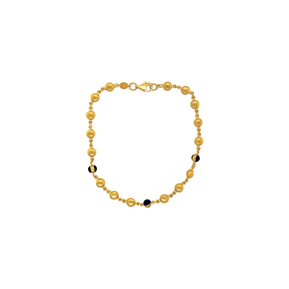 9ct Yellow Gold Silver Infused Ball and Evil Eye Bracelet