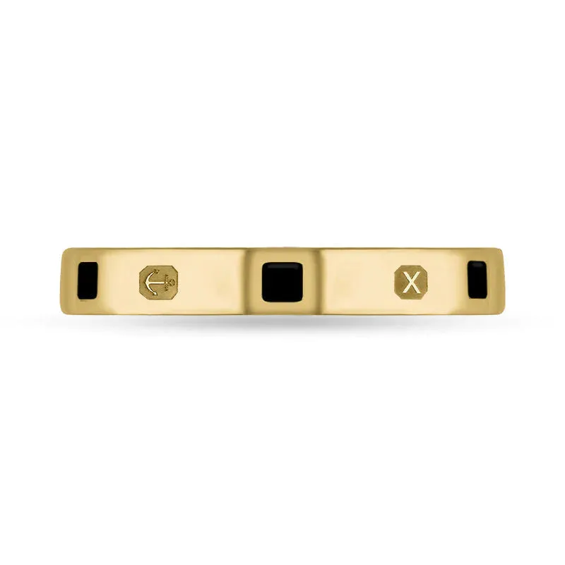 9ct Yellow Gold Whitby Jet Queen's Jubilee Hallmark Princess Cut 3mm Ring D
