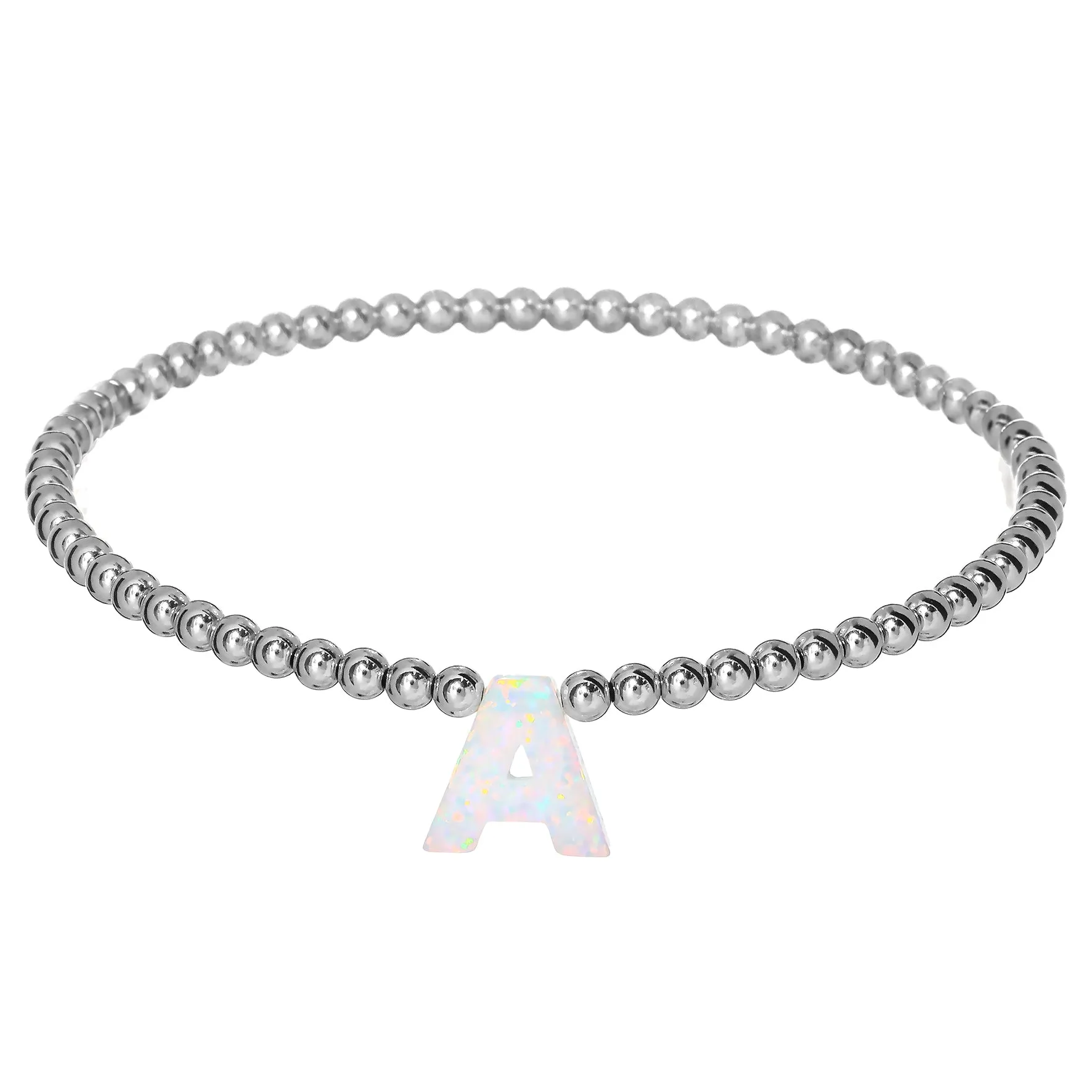A-M OPAL INITIALS | Charm with 14K Gold Filled Beads Bracelet