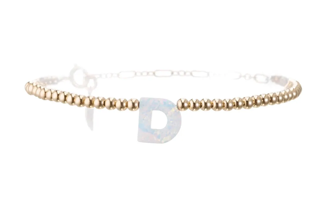 A-M OPAL INITIALS | Charm with 14K Gold Filled Beads Bracelet