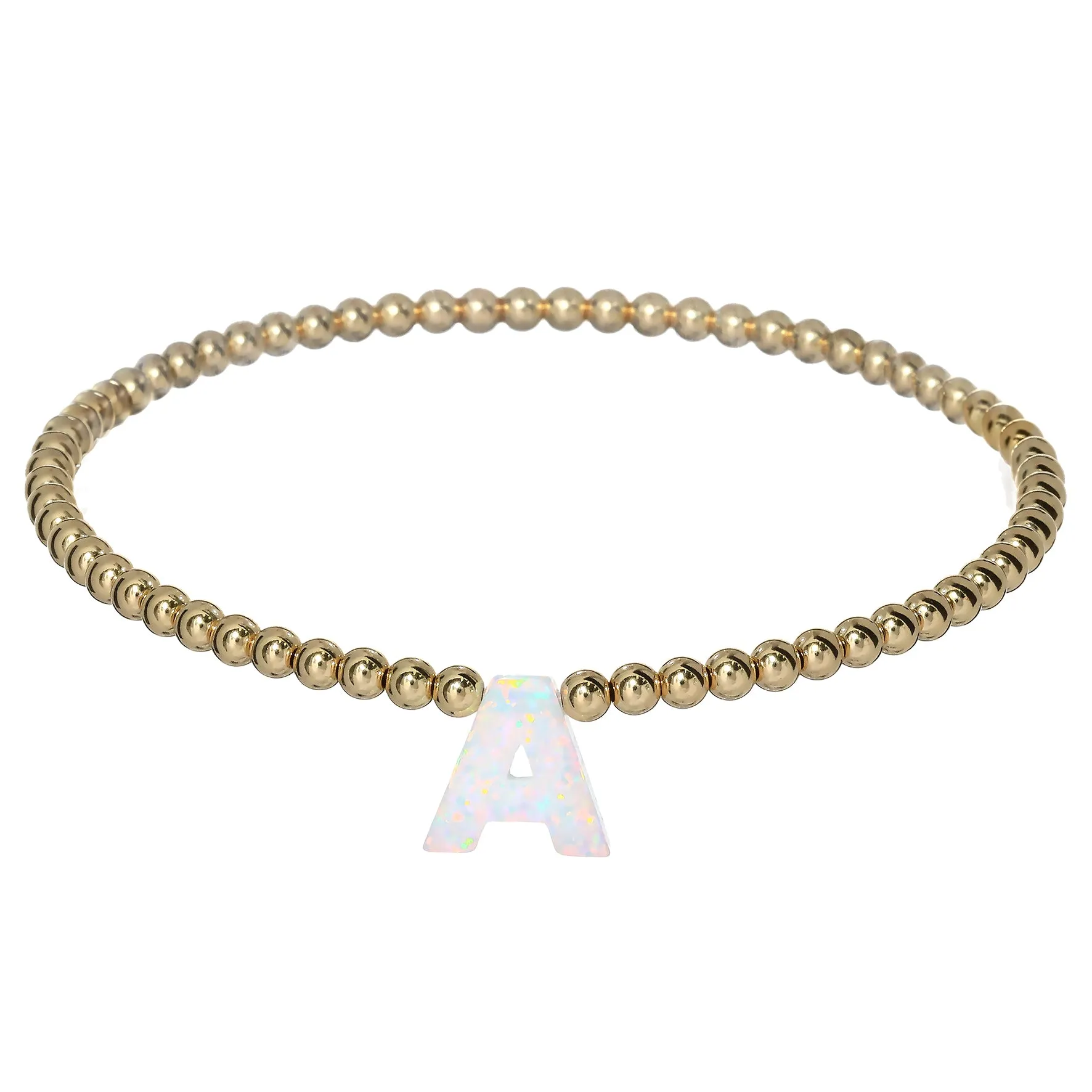 A-M OPAL INITIALS | Charm with 14K Gold Filled Beads Bracelet