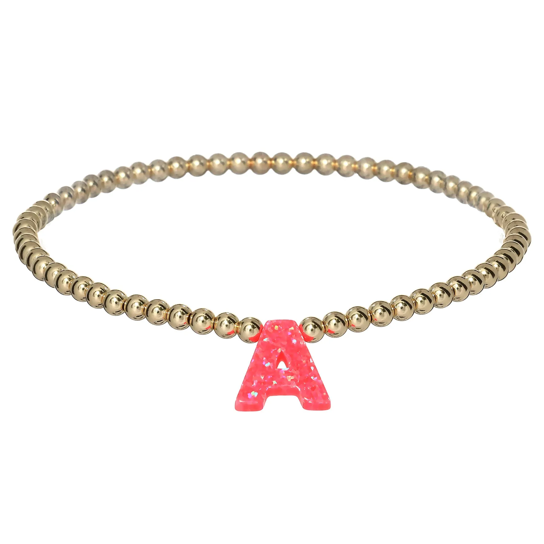 A-M OPAL INITIALS | Charm with 14K Gold Filled Beads Bracelet
