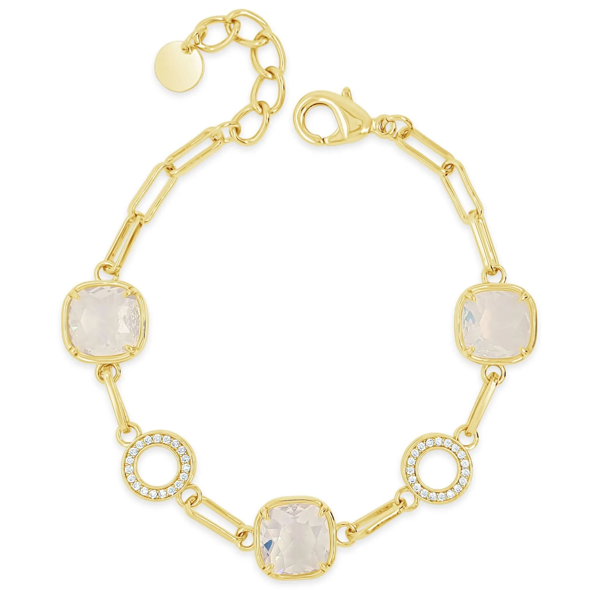 Absolute Gold & Opal Square Pendant Link Bracelet