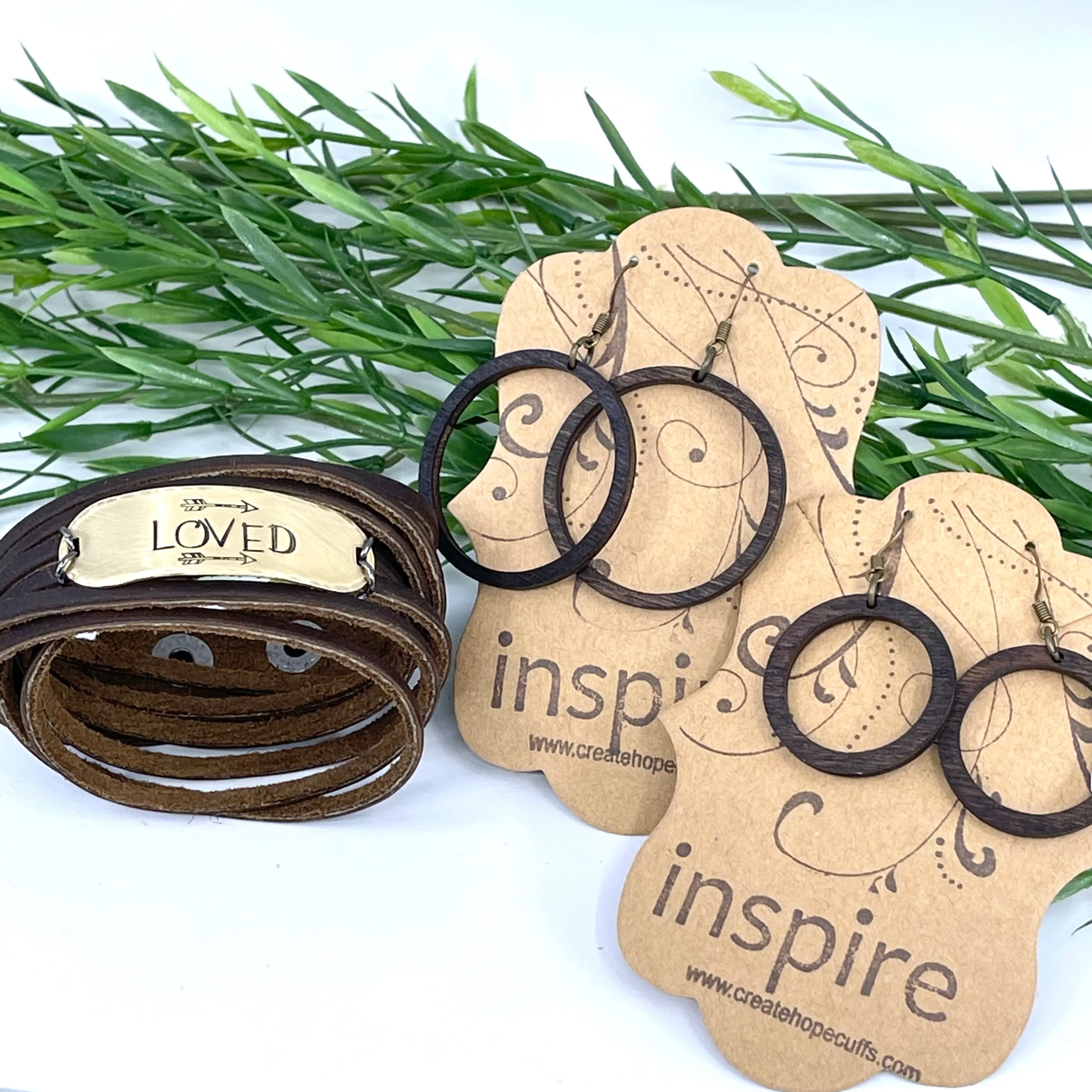 Adjustable LOVED Shredded Leather Double Wrap Bracelet | Adjustable