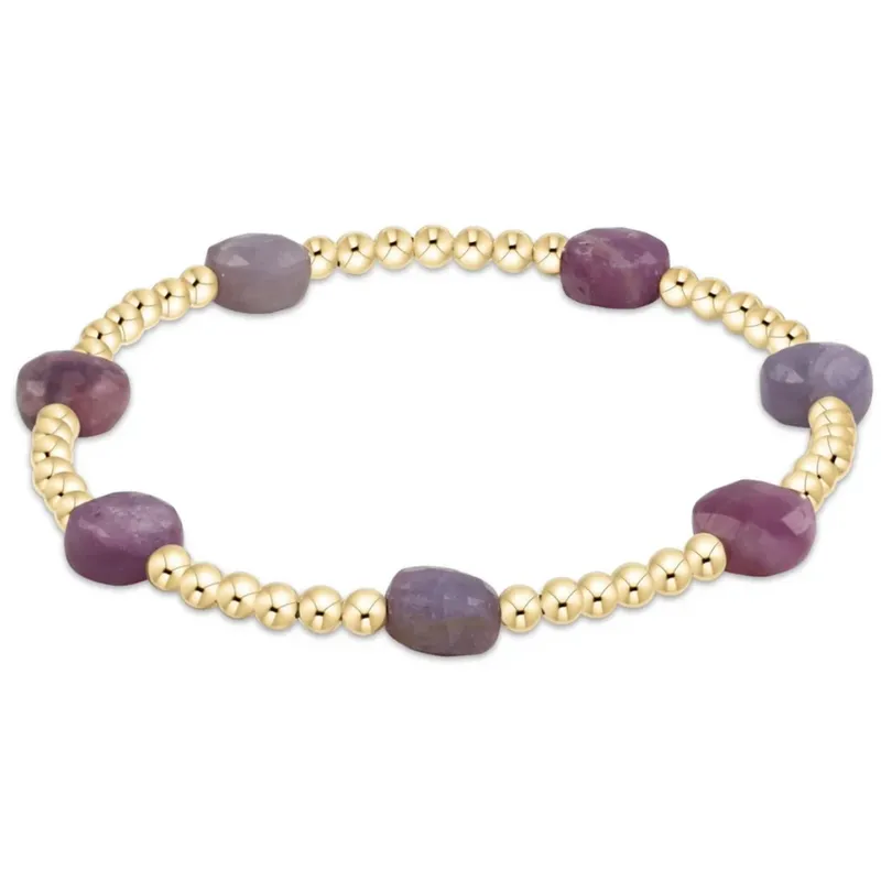 Admire Gold 3mm Bead Bracelet - Ruby