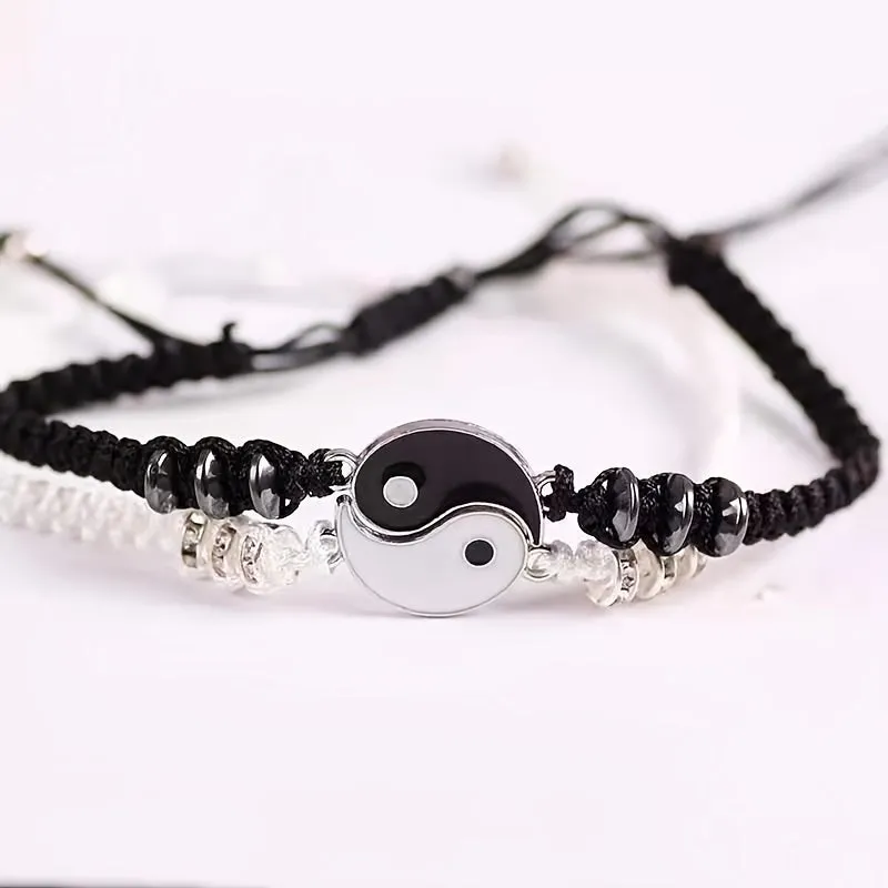 Alloy Tai Chi Yin Yang Jade Couple Bracelet