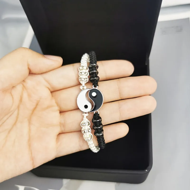 Alloy Tai Chi Yin Yang Jade Couple Bracelet