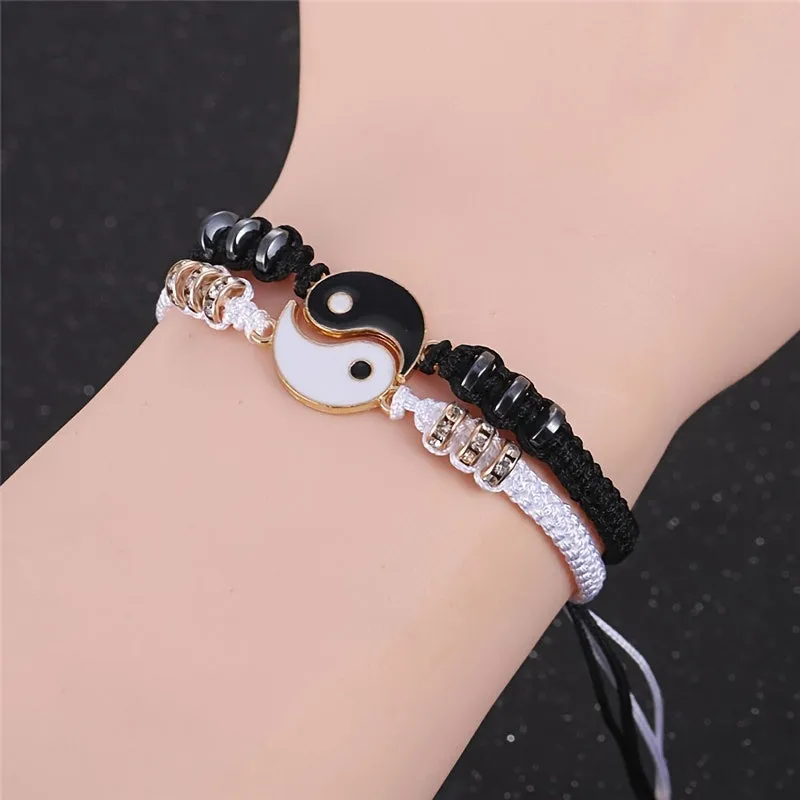 Alloy Tai Chi Yin Yang Jade Couple Bracelet