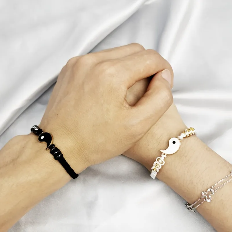 Alloy Tai Chi Yin Yang Jade Couple Bracelet