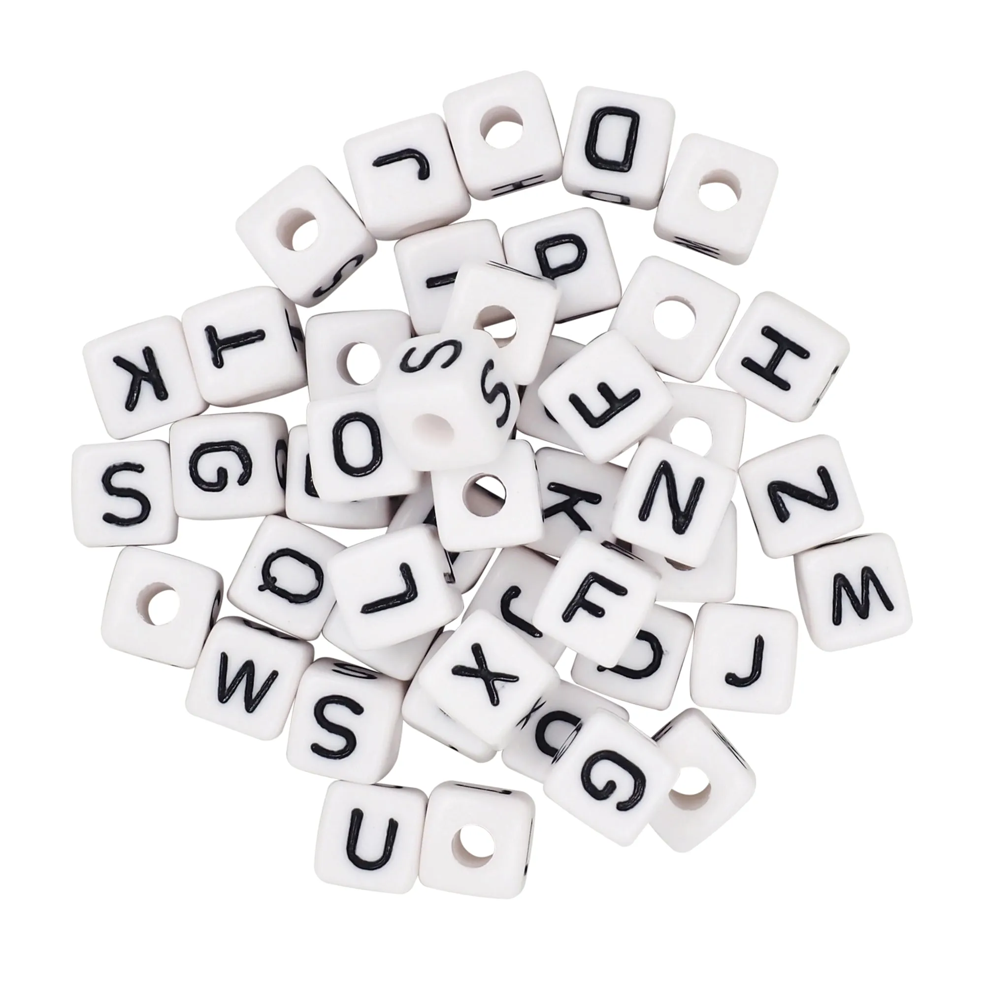 Alphabet Cube Beads White Large 100g