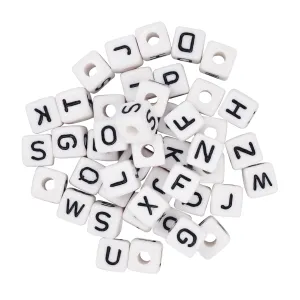 Alphabet Cube Beads White Large 100g
