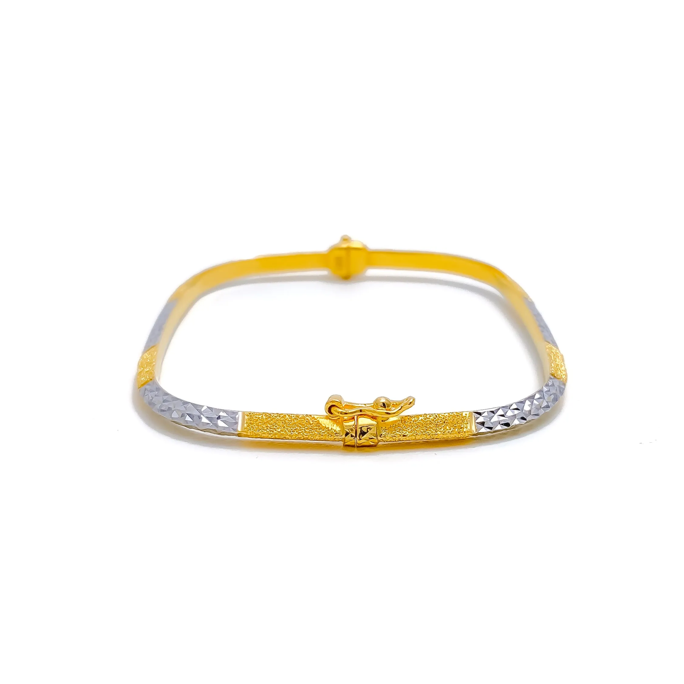 Alternating Sand Finished 22k Gold Bangle Bracelet