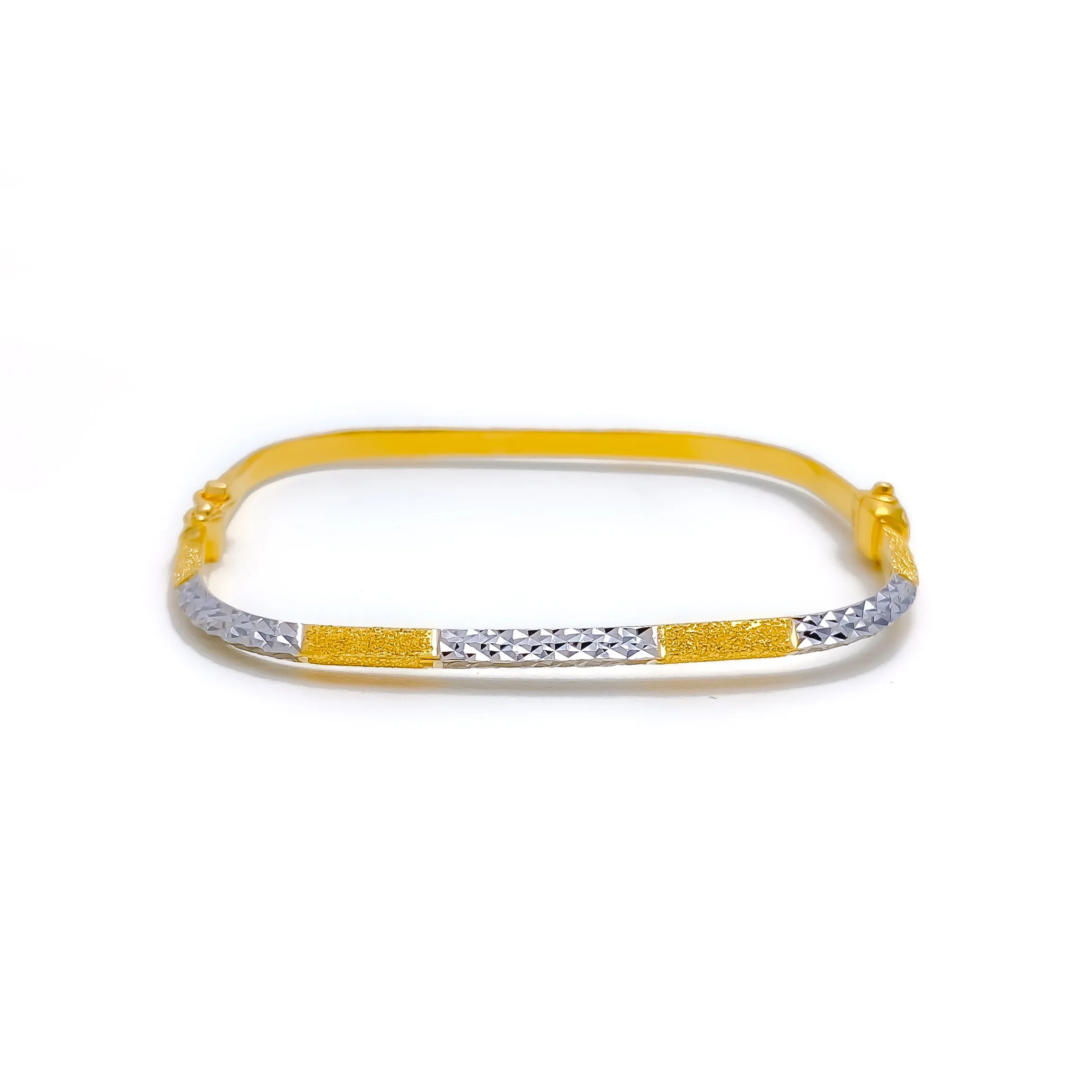 Alternating Sand Finished 22k Gold Bangle Bracelet