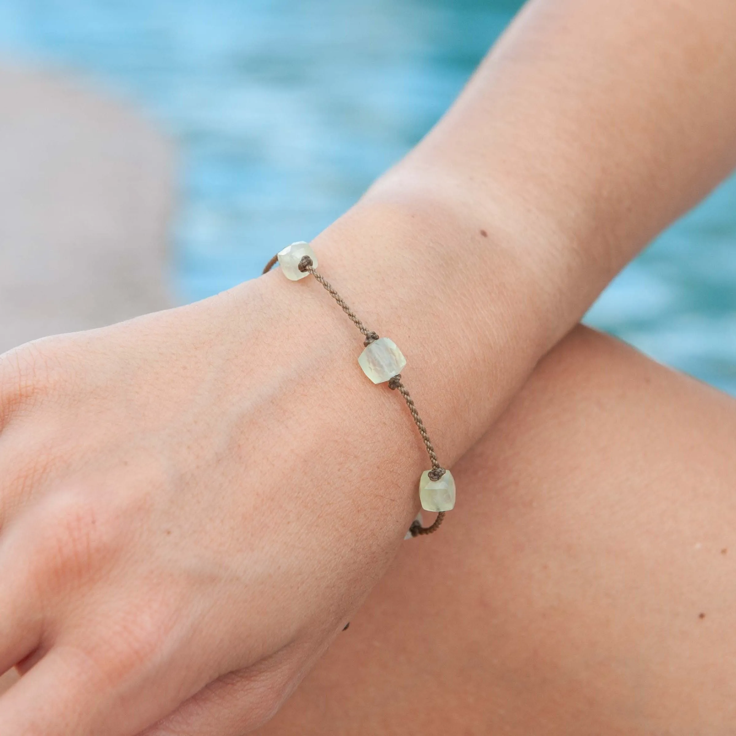 Amazonite, Prehnite, Chrysocolla & Pink Opal Cube Bracelets