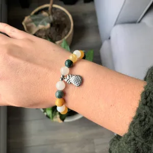 Ananas - bracelet élastique en pierres semi précieuses et acier inoxydable