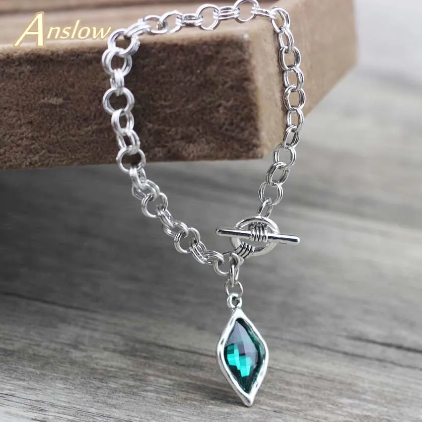 Anslow Korean Fashion Jewelry Brand New Design Rhombus Charms Chain Bracelets For Women Girls Love Couple Wedding Gift LOW0788LB