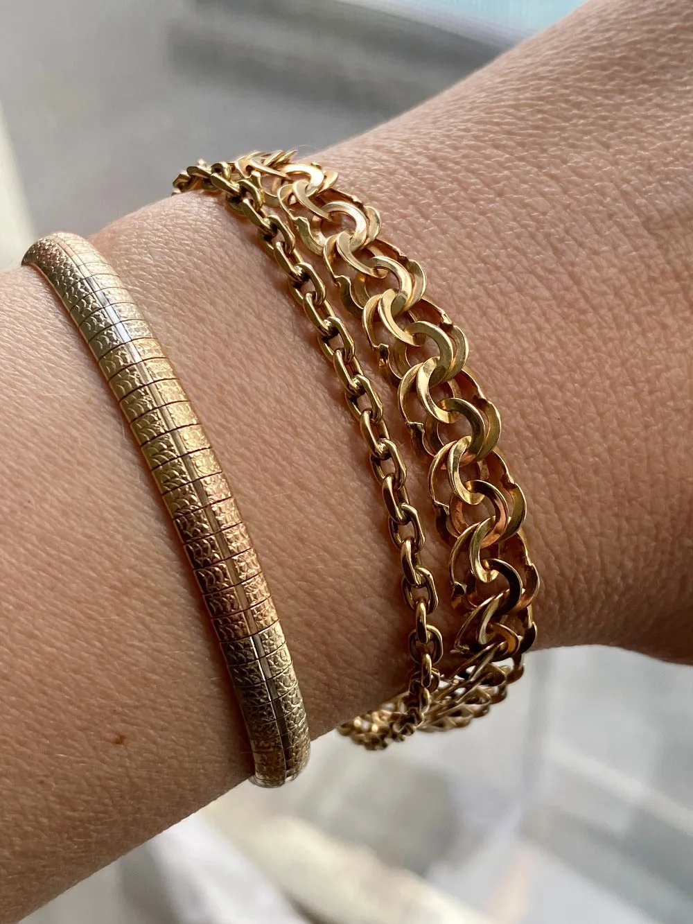 Antique Danish 18k gold anchor link bracelet by Bernhard Hertz