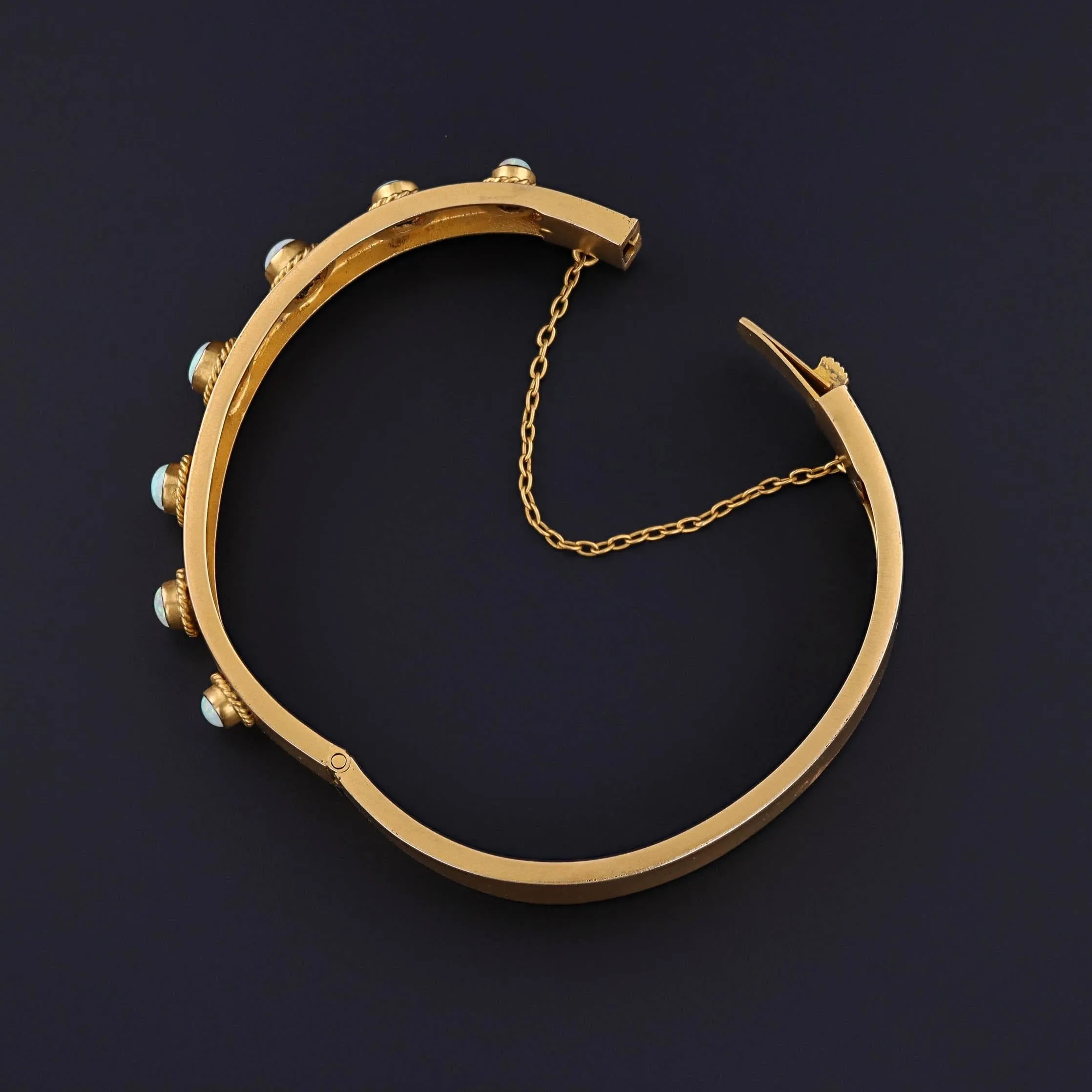 Antique Opal Bangle Bracelet of 10k Gold