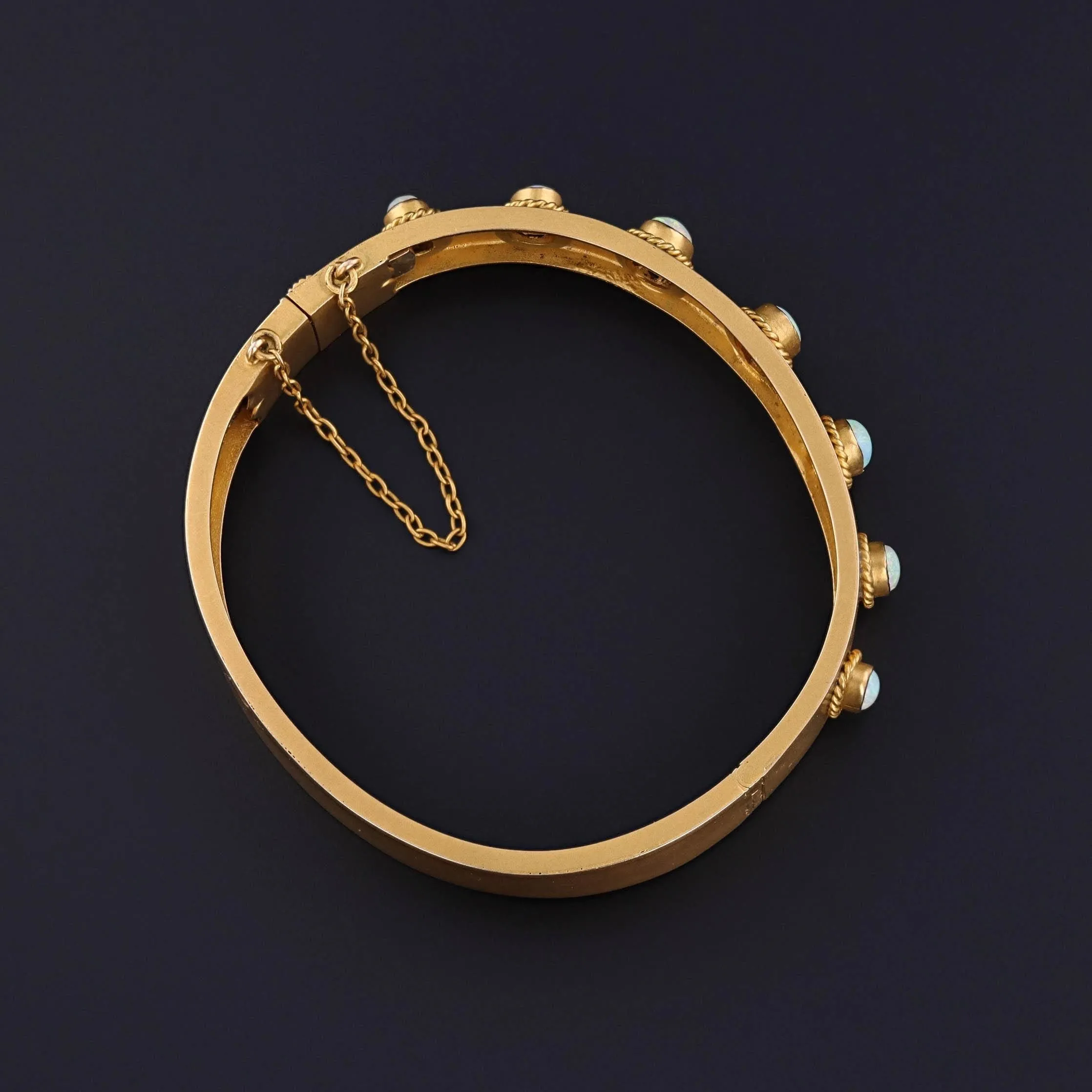 Antique Opal Bangle Bracelet of 10k Gold