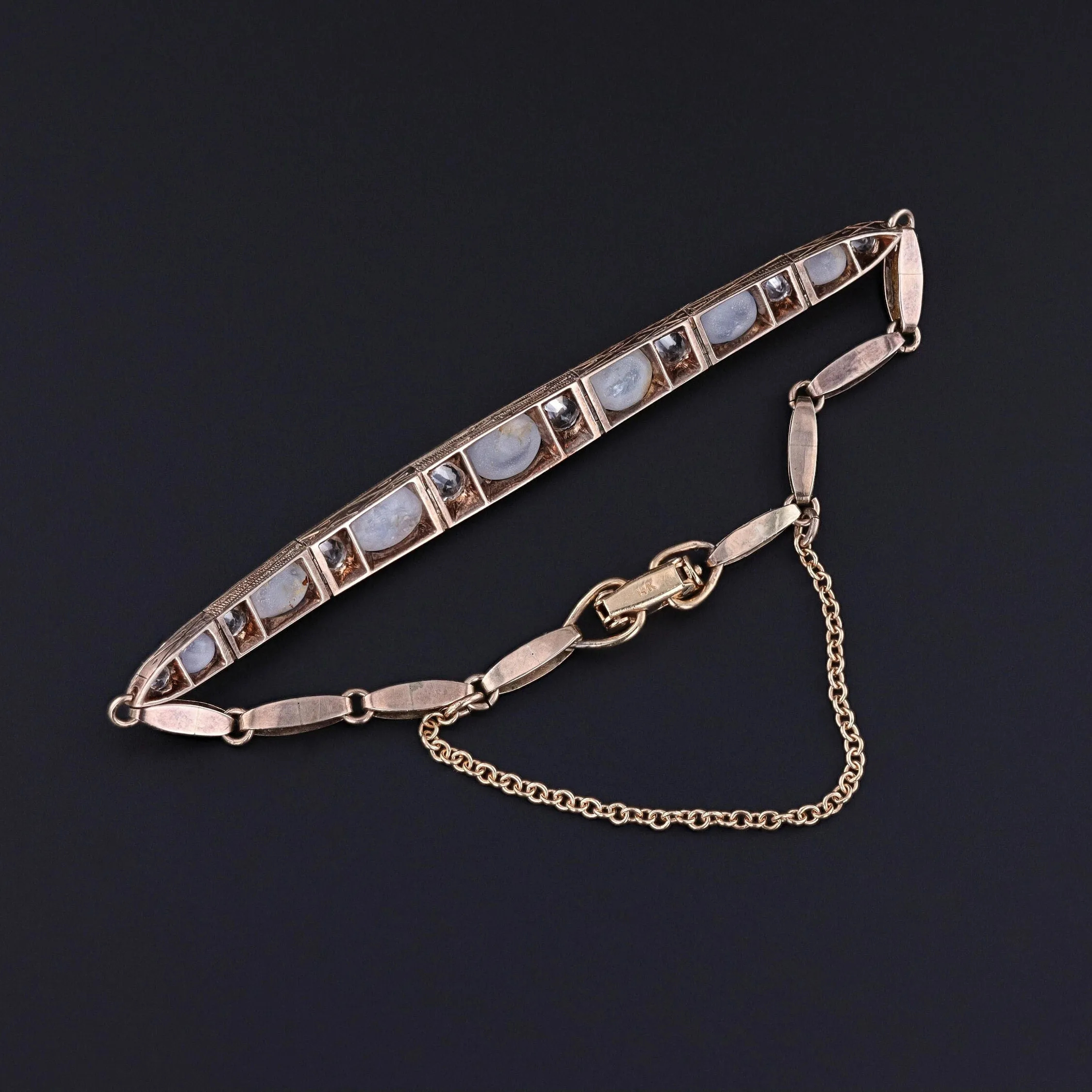 Antique Star Sapphire and White Topaz Bracelet of 9ct Gold
