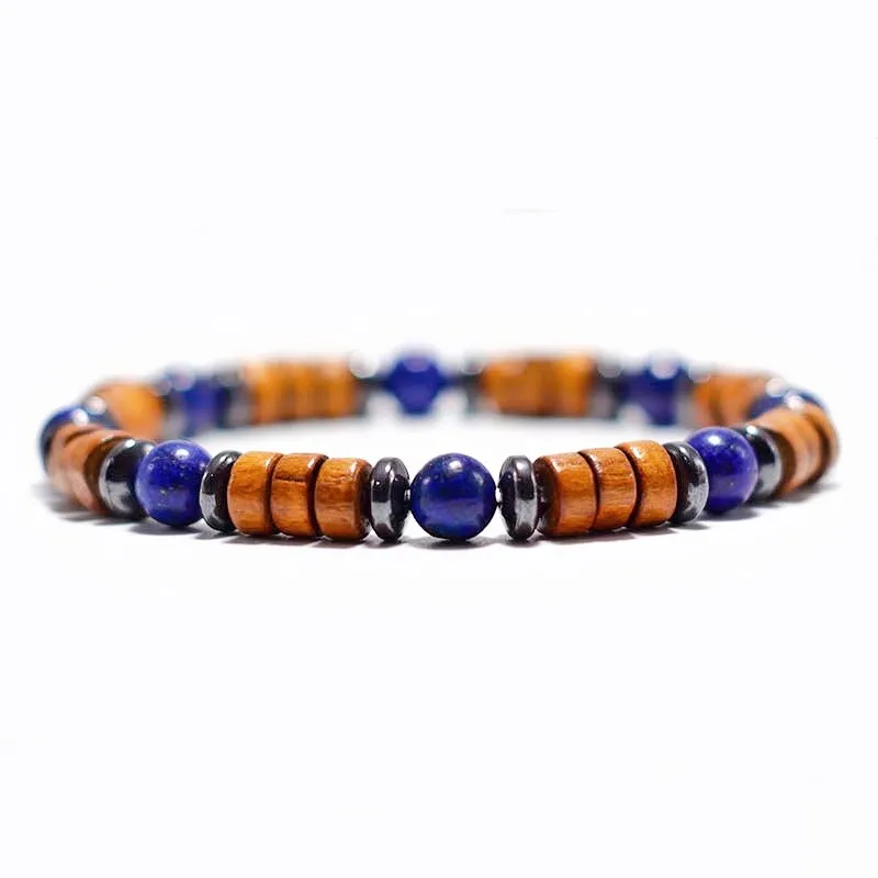 Antique Wood Bracelet Homme Natural Hematite