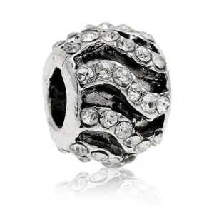 April Birthstone with Clear  Crystals European Bead Compatible for Most European Snake Chain Bracelet