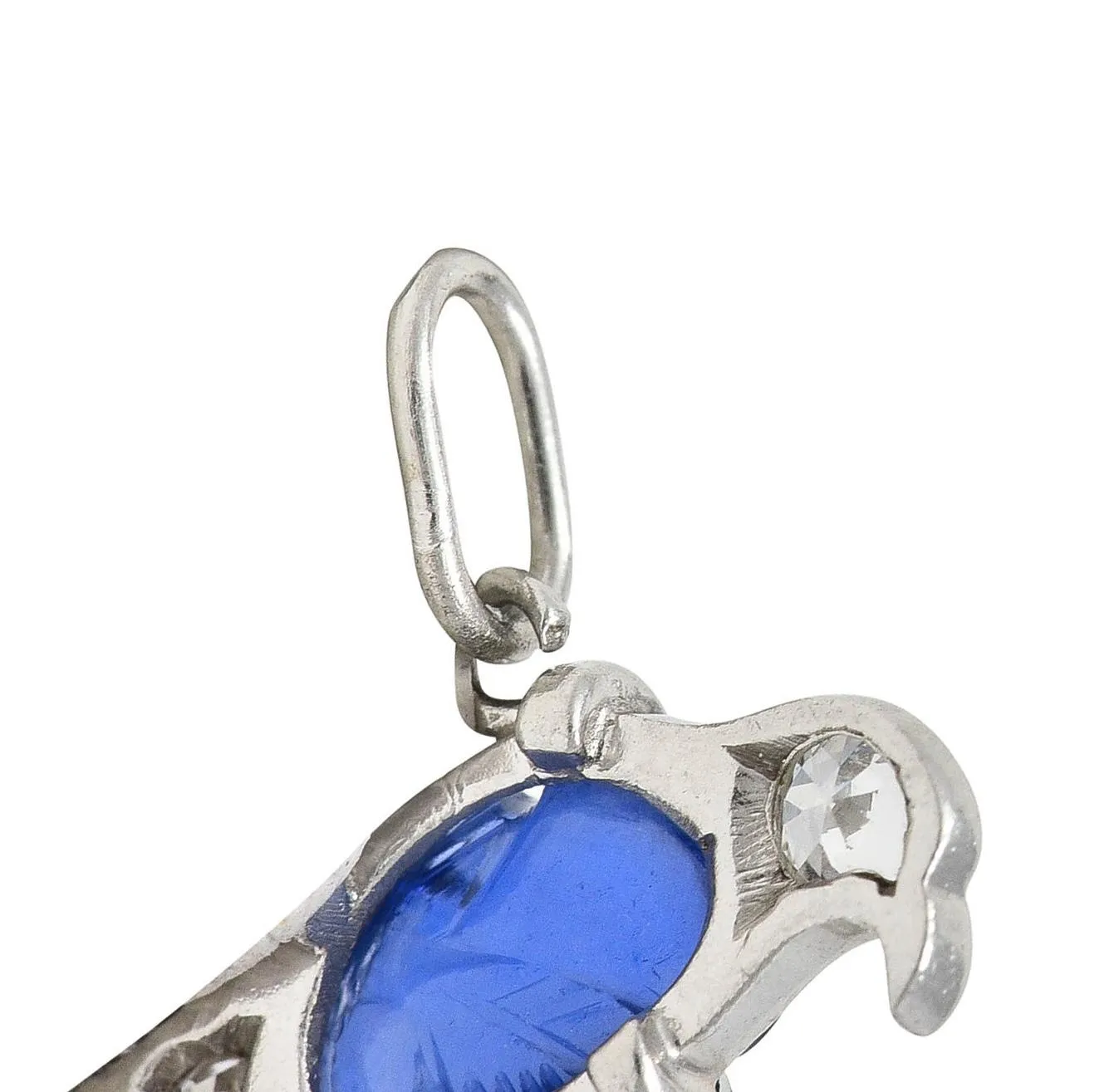 Art Deco 1.00 CTW  Sapphire Diamond Vintage Platinum Bird Charm