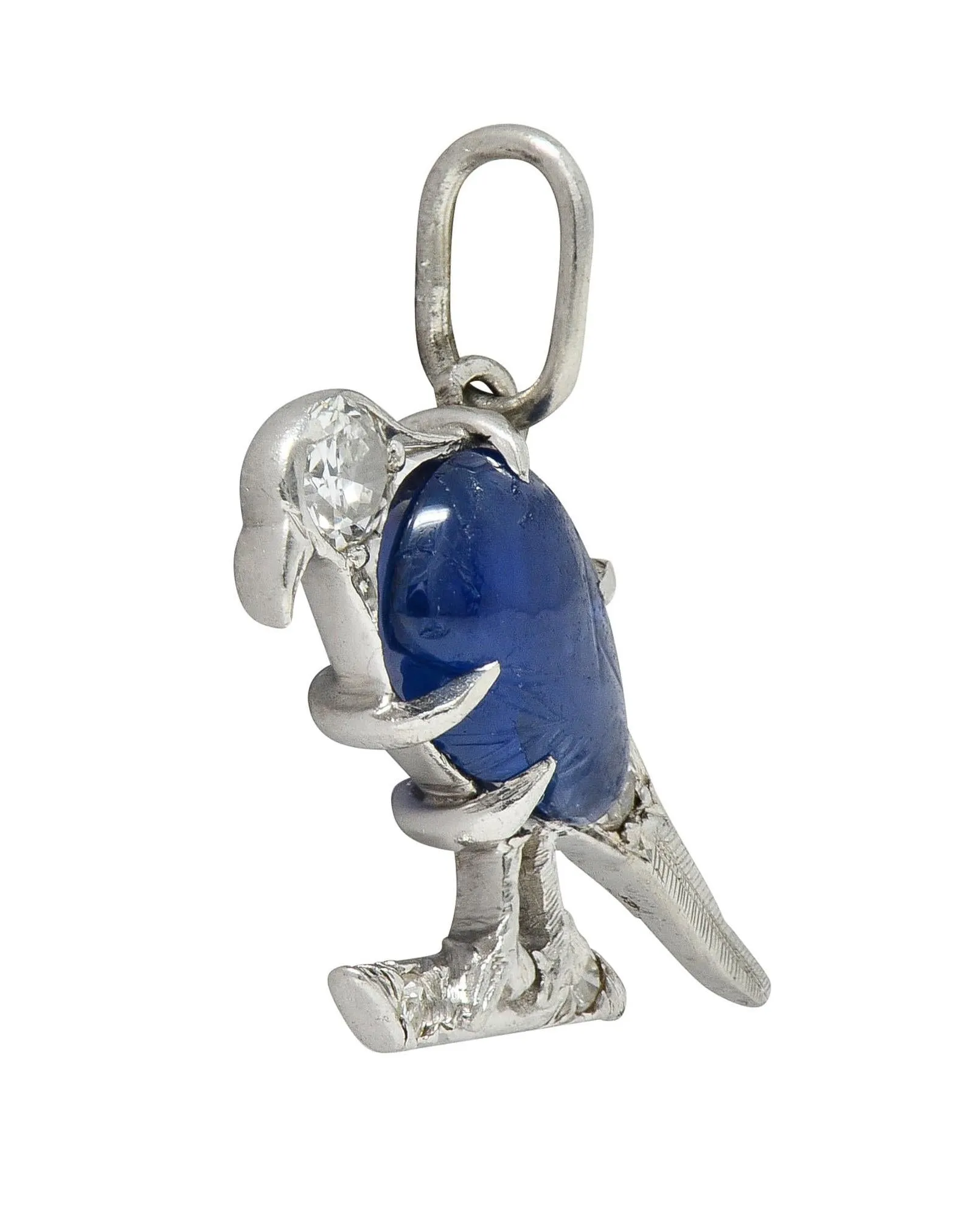 Art Deco 1.00 CTW  Sapphire Diamond Vintage Platinum Bird Charm