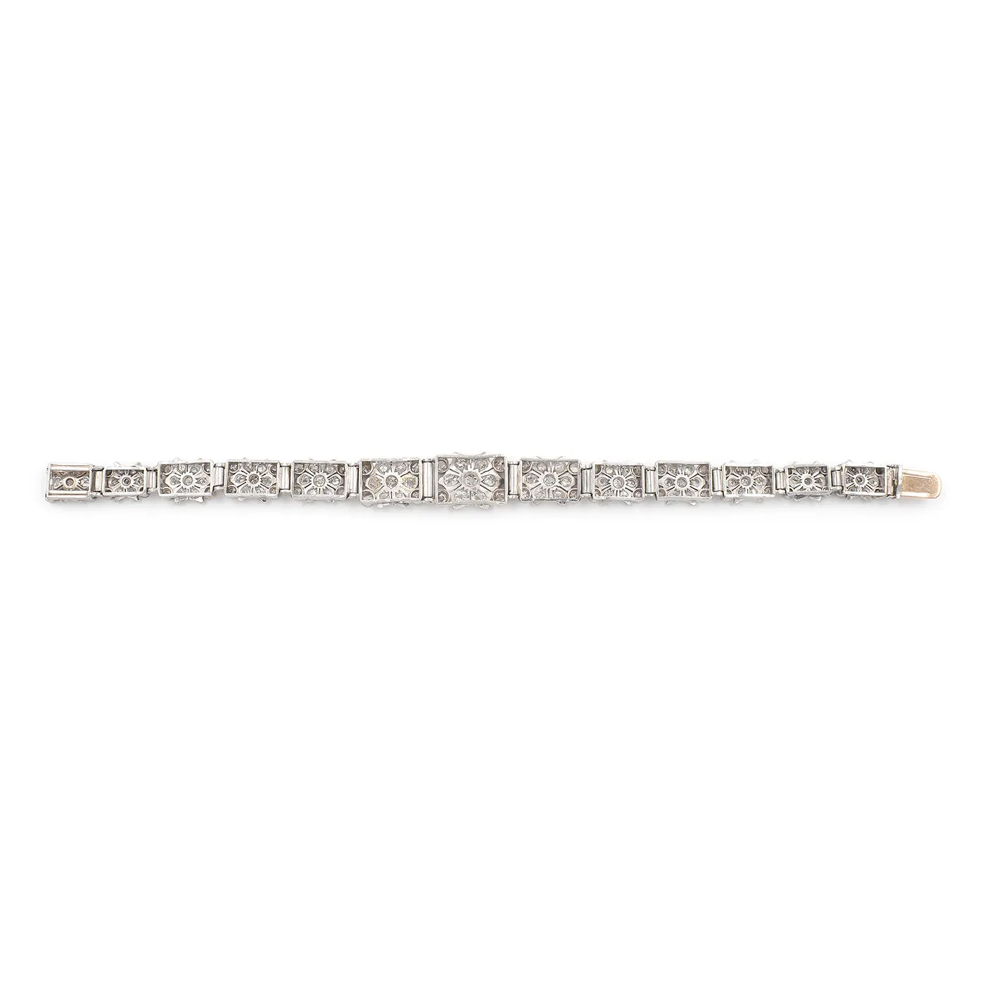 Art Deco 6.00 Ctw. Old Mine Cut Diamond Snowflake Motif Bracelet