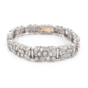 Art Deco 6.00 Ctw. Old Mine Cut Diamond Snowflake Motif Bracelet