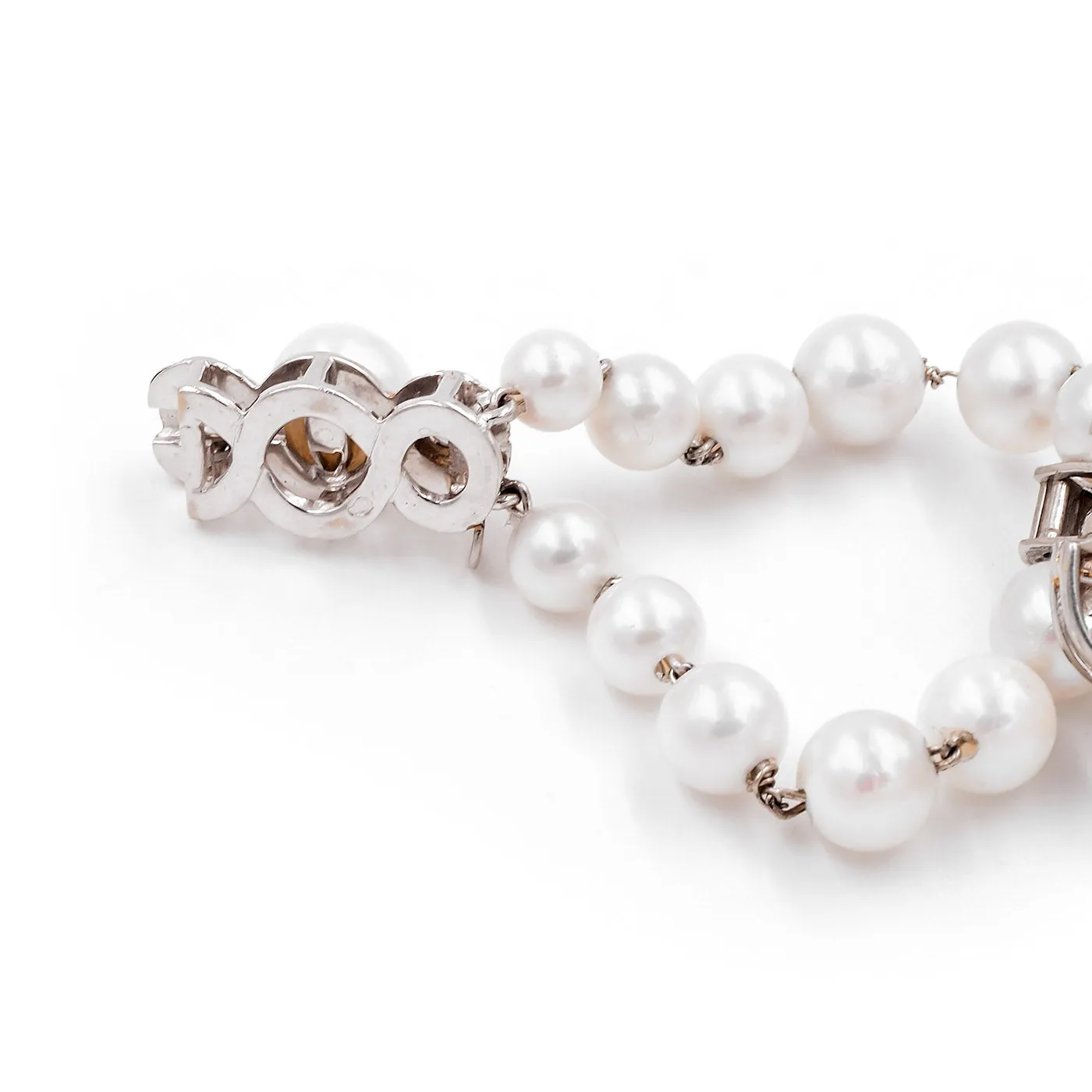 Art Deco Pearl & Diamond Geometric Bracelet