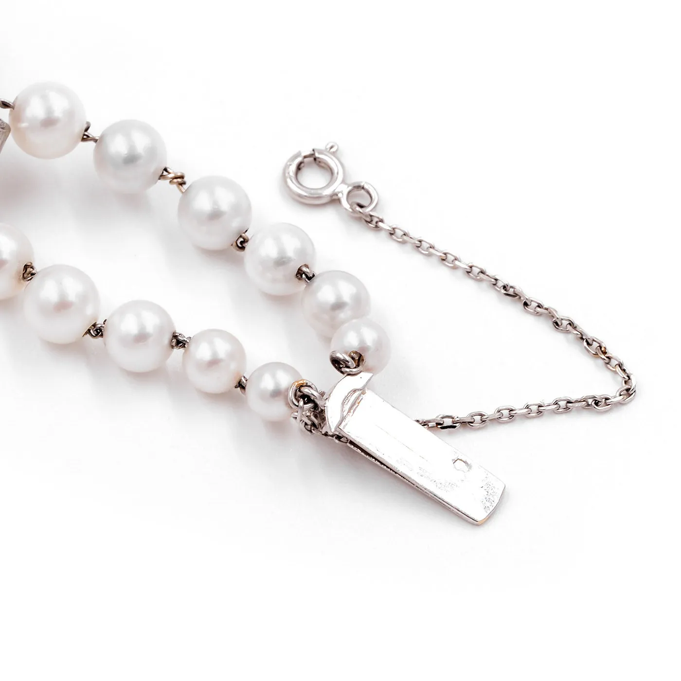 Art Deco Pearl & Diamond Geometric Bracelet