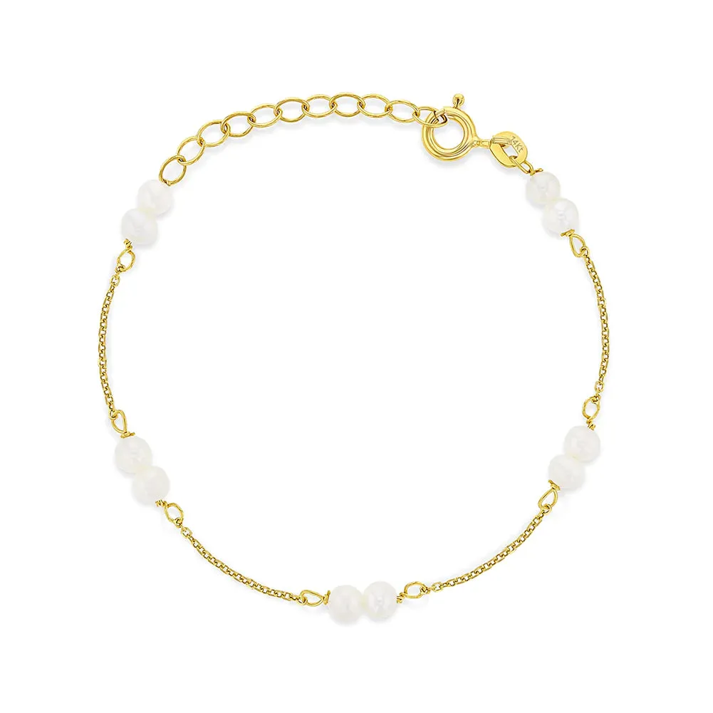Baby and Children's Bracelets:  14k Gold Bracelets with 3mm Cultured, Freshwater Pearls with Gift Box