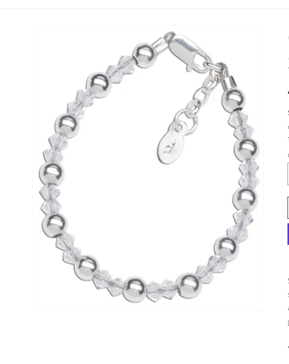 Baby Bracelets:  Sterling Silver, Swarovski Crystals, Newborn - 18 Months