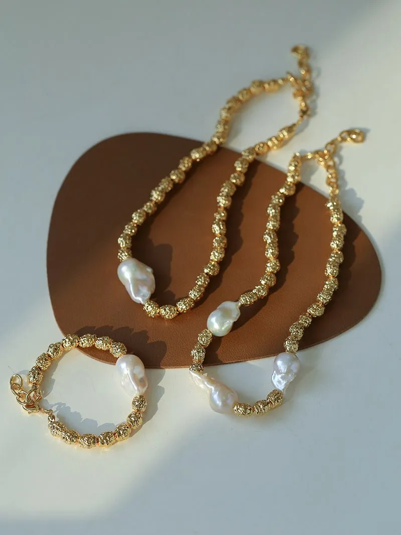 Baroque Lava Metal Series Baroque Pearl Bracelets