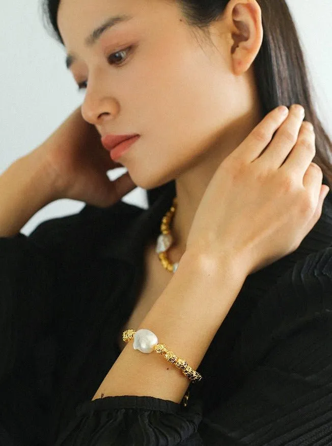 Baroque Lava Metal Series Baroque Pearl Bracelets