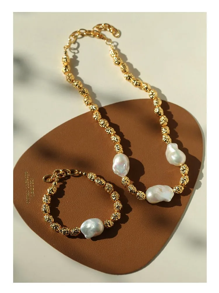 Baroque Lava Metal Series Baroque Pearl Bracelets