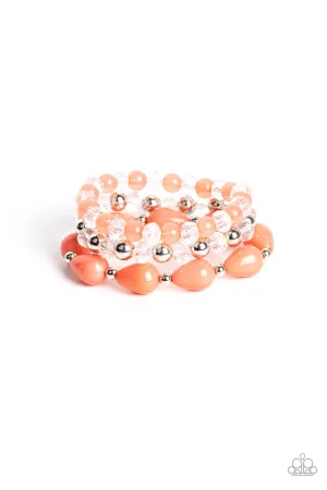 Beachside Brunch - Orange - Coral Bead with Crystals Paparazzi Stretchy Bracelet