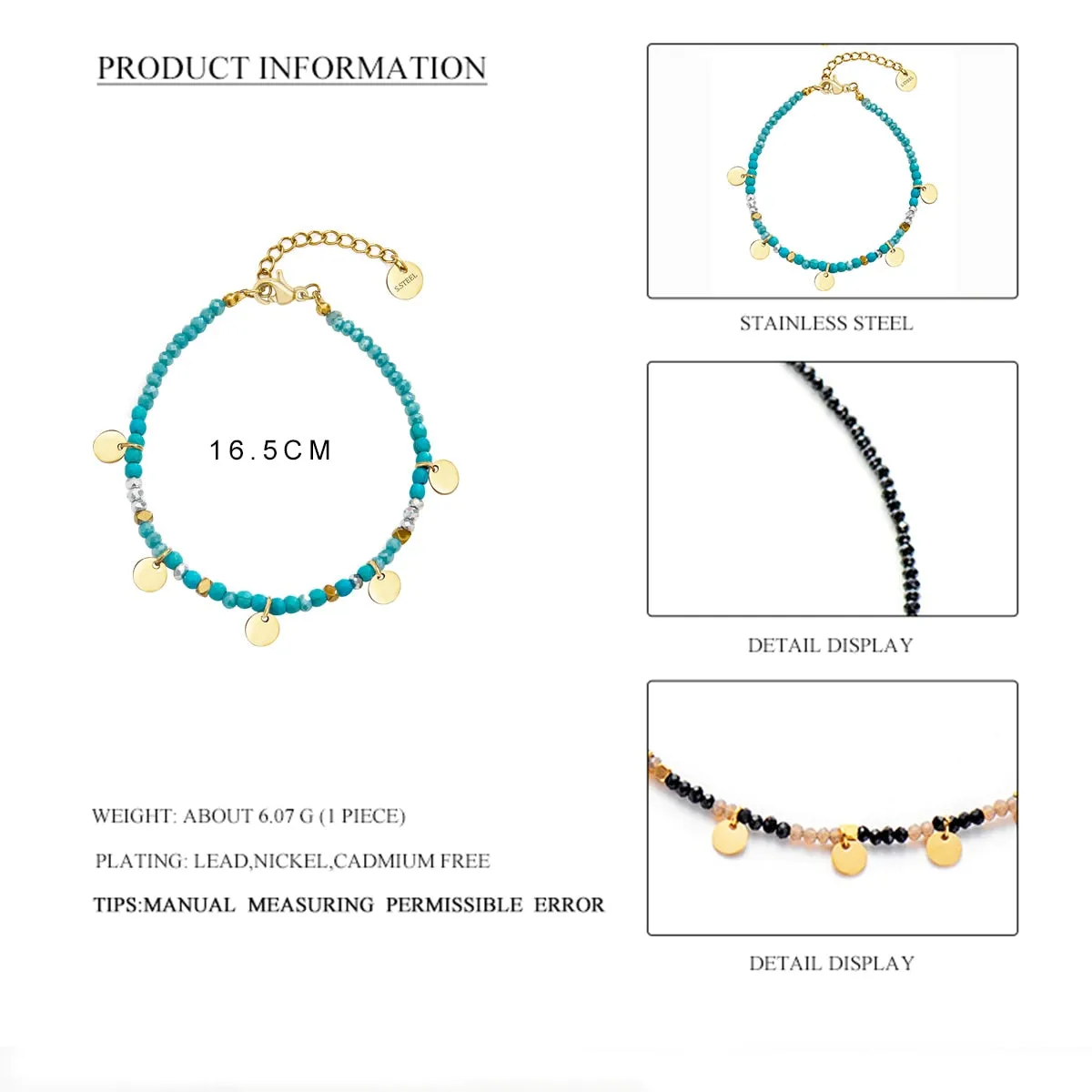Beaded Bracelet Five Colors Round Bracelet