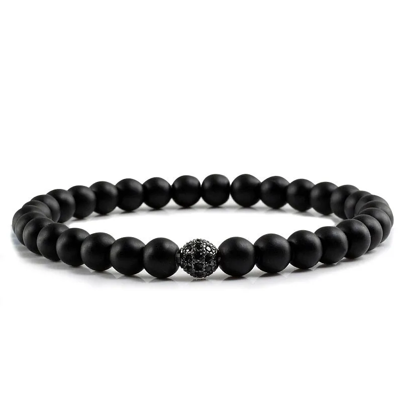 Beaded Bracelets Charm Pave CZ Crown Ball Hematite
