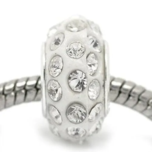 Beautiful Rhinestone Spacer Bead with Clear Crystals Pave European Charm Bead