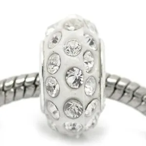 Beautiful Rhinestone Spacer Bead with Clear Crystals Pave European Charm Bead